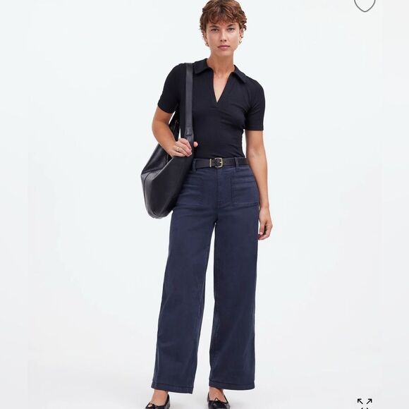 NWT Madewell The Emmett Wide-Leg Pant Patch Pocket Edition Classic Navy- Size 25 - Picture 1 of 8